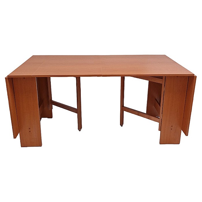 Masa plianta 12 persoane, Pal Melaminat, insertii lemn masiv, sistem cuplare blat, 274x75x78 cm, wenge [3]