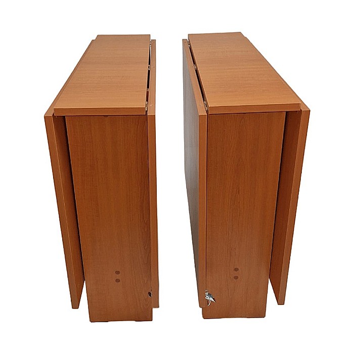 Masa plianta 12 persoane, Pal Melaminat, insertii lemn masiv, sistem cuplare blat, 274x75x78 cm, stejar sonoma [2]