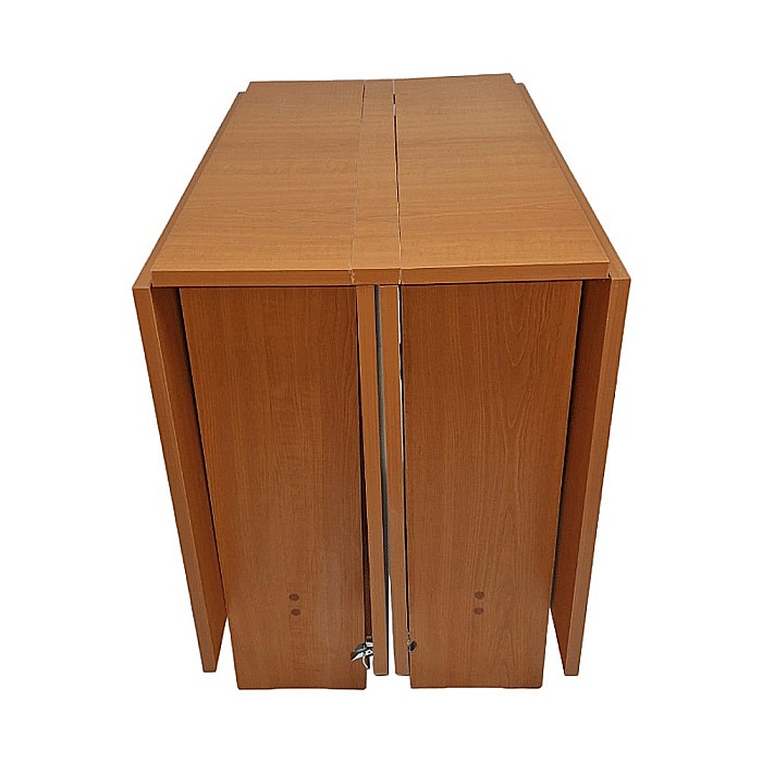 Masa plianta 12 persoane, Pal Melaminat, insertii lemn masiv, sistem cuplare blat, 274x75x78 cm, wenge [5]