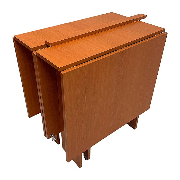 Masa plianta 12 persoane, Pal Melaminat, insertii lemn masiv, sistem cuplare blat, 274x75x78 cm, wenge [10]