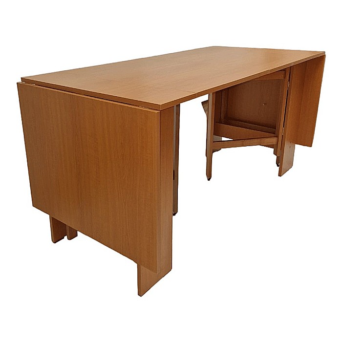 Masa plianta 12 persoane, Pal Melaminat, insertii lemn masiv, sistem cuplare blat, 274x75x78 cm, stejar sonoma [3]