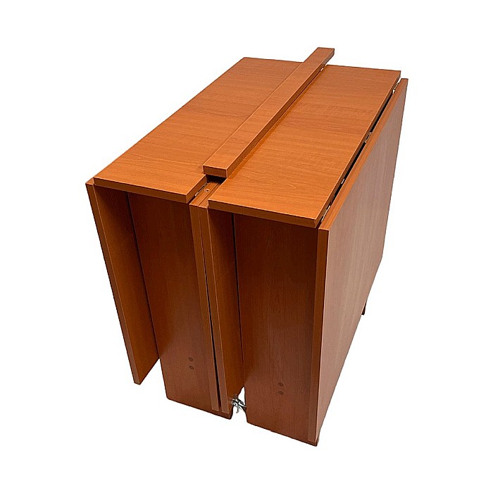 Masa plianta 12 persoane, Pal Melaminat, insertii lemn masiv, sistem cuplare blat, 274x75x78 cm, wenge [6]