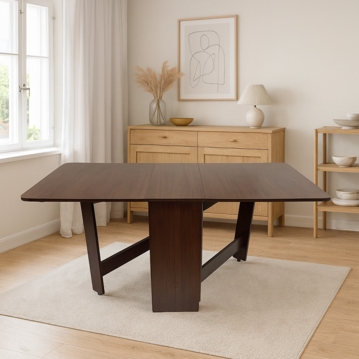 Masa plianta MD1, bucatarie si living, Pal Melaminat, colturi rotunjite, 6 persoane, 160x80x75 cm, wenge [1]