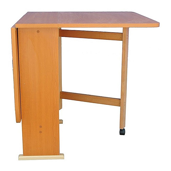 Masa plianta Practic, bucatarie si living, Pal Melaminat, insertii lemn masiv, 6 persoane, colturi rotunjite, 120x74x75 cm, stejar sonoma [2]