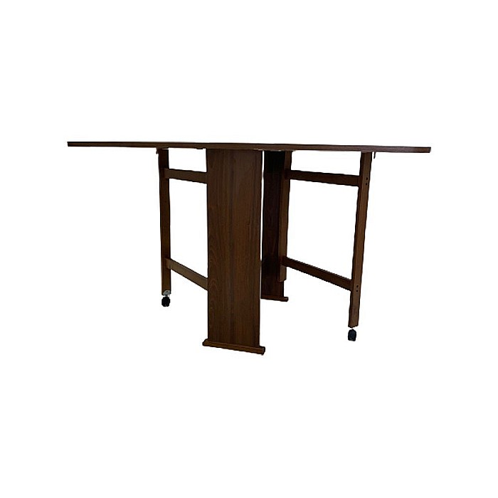 Masa plianta Practic, bucatarie si living, Pal Melaminat, insertii lemn masiv, 6 persoane, colturi rotunjite, 120x74x75 cm, wenge [4]