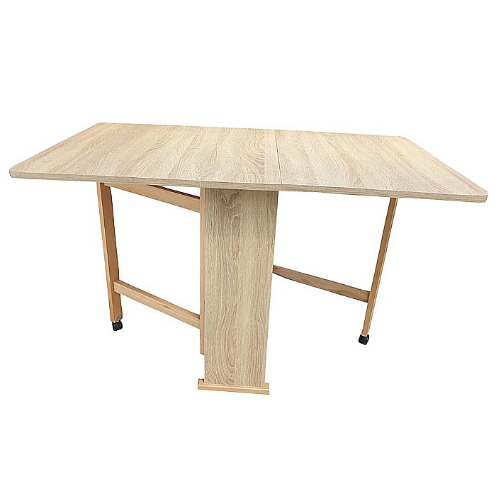 Masa plianta Practic, bucatarie si living, Pal Melaminat, insertii lemn masiv, 6 persoane, colturi rotunjite, 120x74x75 cm, wenge [1]