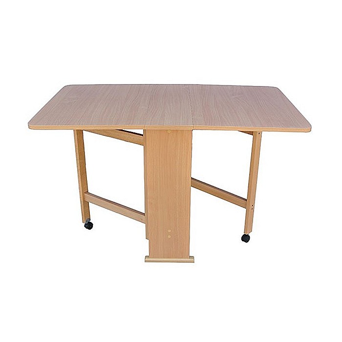 Masa plianta Practic, bucatarie si living, Pal Melaminat, insertii lemn masiv, 6 persoane, colturi rotunjite, 120x74x75 cm, cires [1]