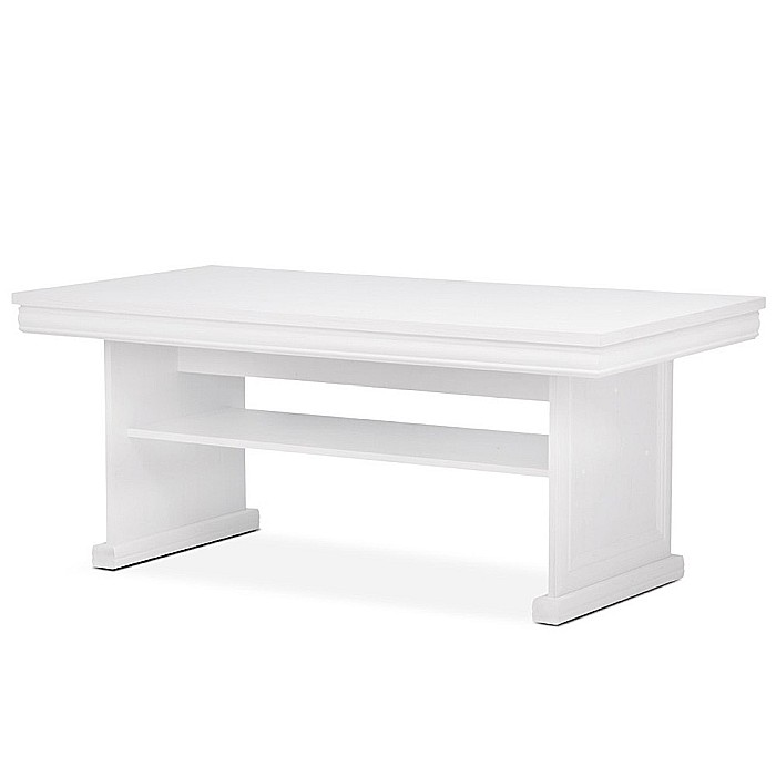 Masuta cafea cu raft depozitare VML2, PAL, insertii MDF, 125x65x53 cm, Alb Antichizat [2]