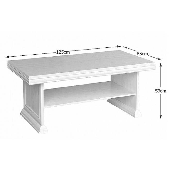 Masuta cafea cu raft depozitare VML2, PAL, insertii MDF, 125x65x53 cm, Alb Antichizat [4]