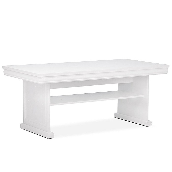 Masuta cafea cu raft depozitare VML2, PAL, insertii MDF, 125x65x53 cm, Alb Antichizat [3]