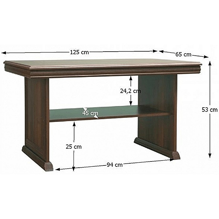 Masuta cafea cu raft depozitare VML2, PAL, insertii MDF, 125x65x53 cm, Nuc [2]