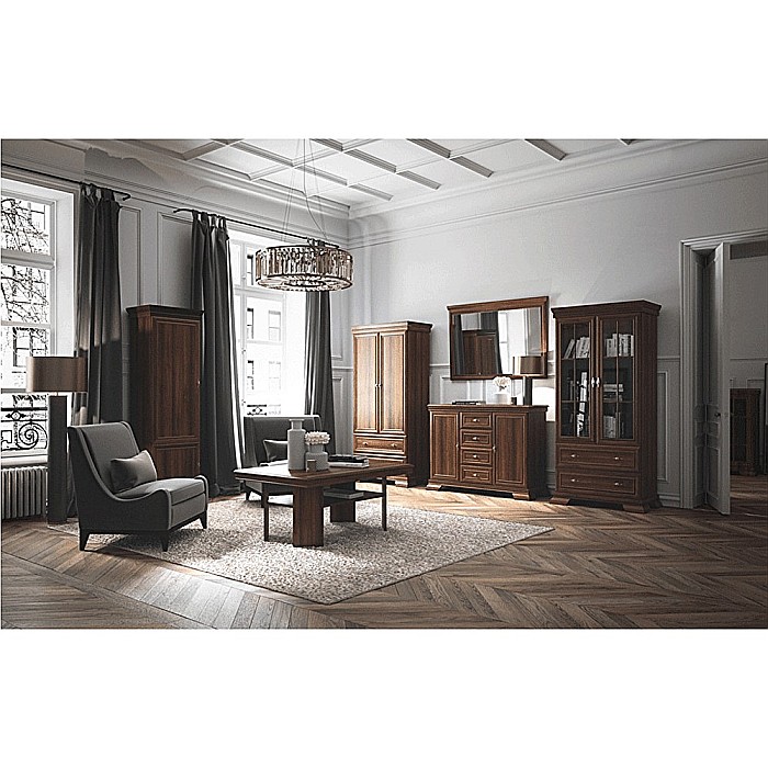 Masuta cafea cu raft depozitare VML2, PAL, insertii MDF, 125x65x53 cm, Nuc [3]