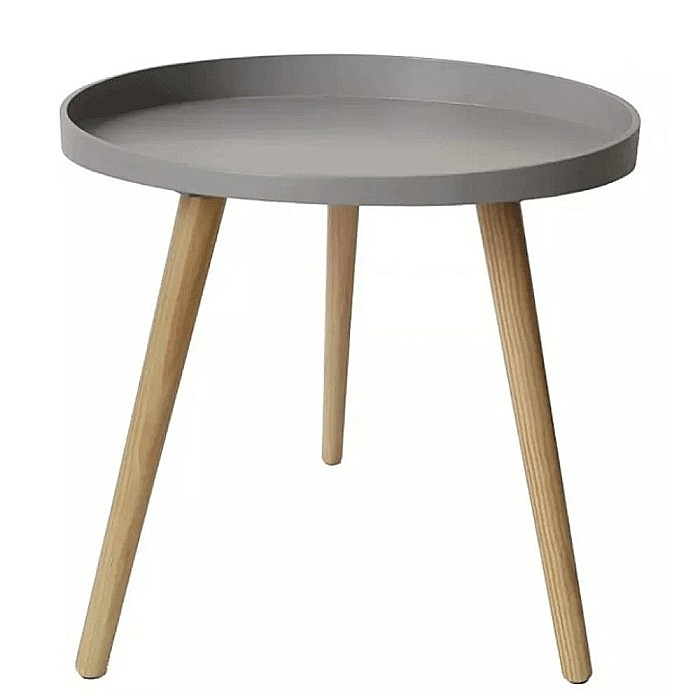 Masuta cafea rotunda, AB360, cadru lemn, blat polipropilena, 49.5x44.5 cm, gri [2]