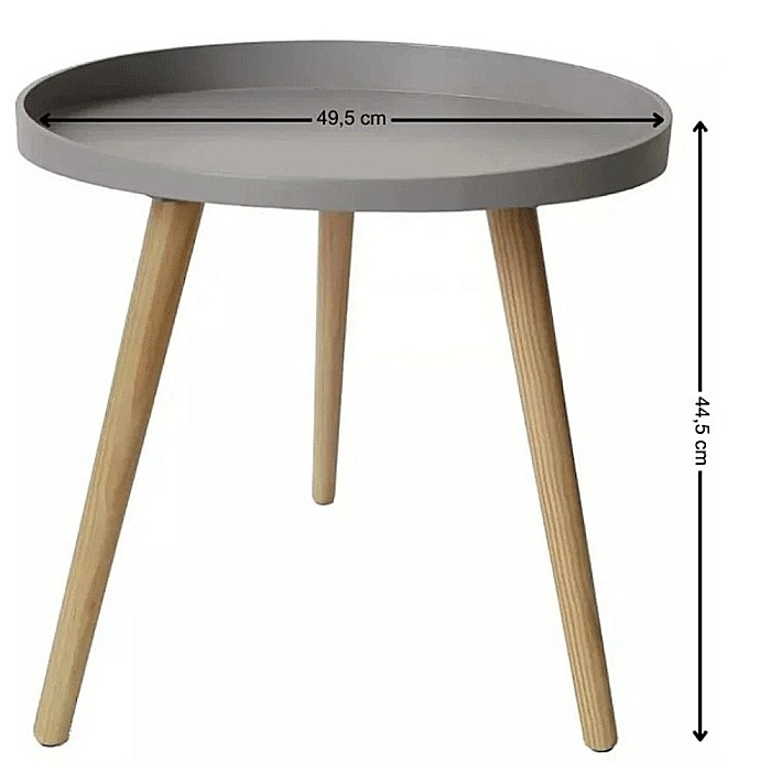 Masuta cafea rotunda, AB360, cadru lemn, blat polipropilena, 49.5x44.5 cm, gri [3]