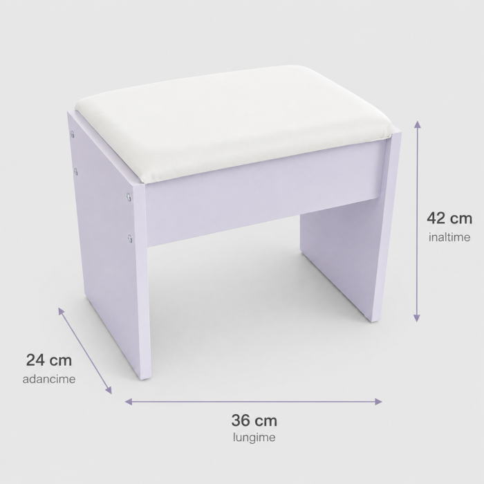 Masuta de toaleta VMA162 cu oglinda LED dreptunghiulara, front MDF, 100 cm, alb/lila [5]