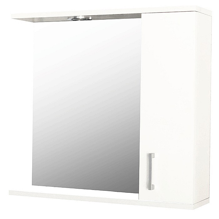 Oglinda baie cu dulap GN0001, dreptunghiulara, PAL Lucios, iluminare led, 3 rafturi, 70 cm, alb [1]