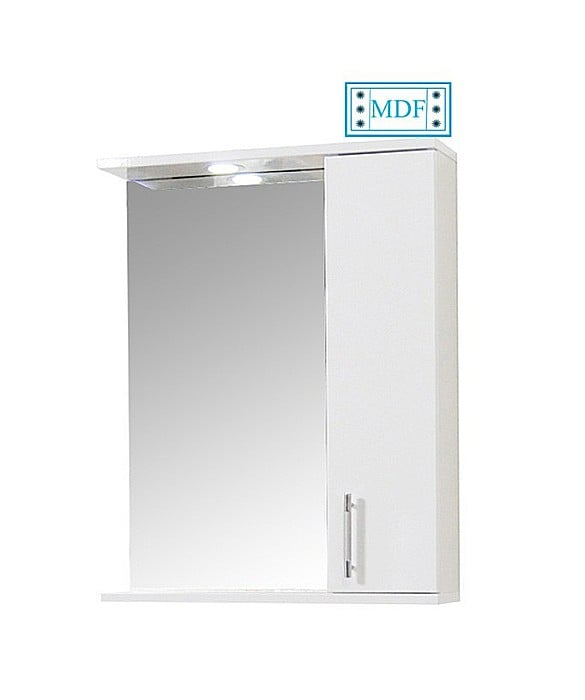 Oglinda baie cu dulap GN0201, dreptunghiulara, PAL, iluminare led, 2 rafturi, 55 cm, alb [2]