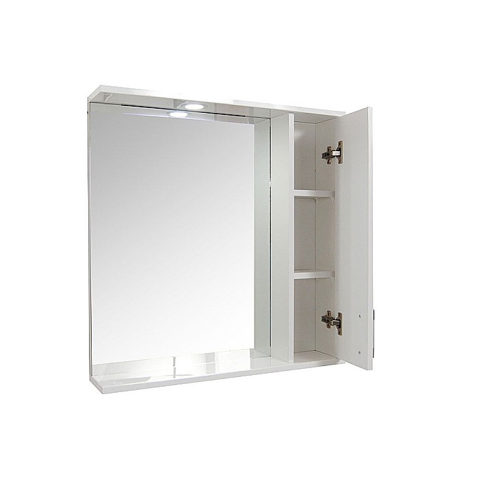 Oglinda baie cu dulap GN0201, dreptunghiulara, PAL Lucios, iluminare led, 2 rafturi, 70 cm, alb [3]