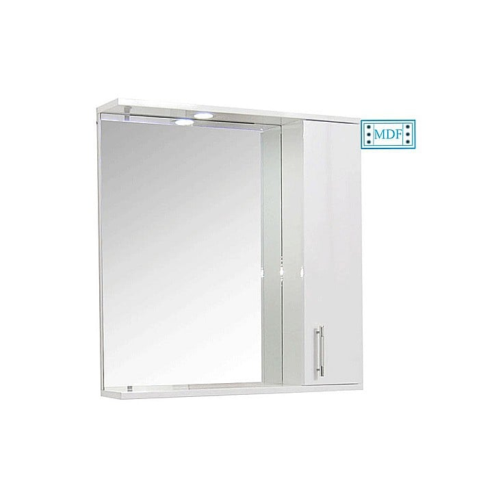 Oglinda baie cu dulap GN0201, dreptunghiulara, PAL Lucios, iluminare led, 2 rafturi, 70 cm, alb [2]