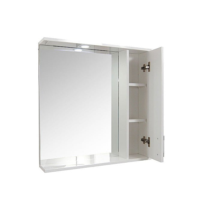 Oglinda baie cu dulap GN0201, dreptunghiulara, PAL Lucios, iluminare led, 2 rafturi, 70 cm, alb [4]