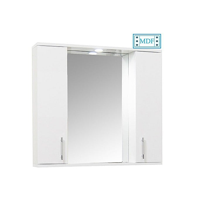 Oglinda baie cu dulap GN0201, dreptunghiulara, PAL Lucios, iluminare led, 4 rafturi, 80 cm, alb [2]