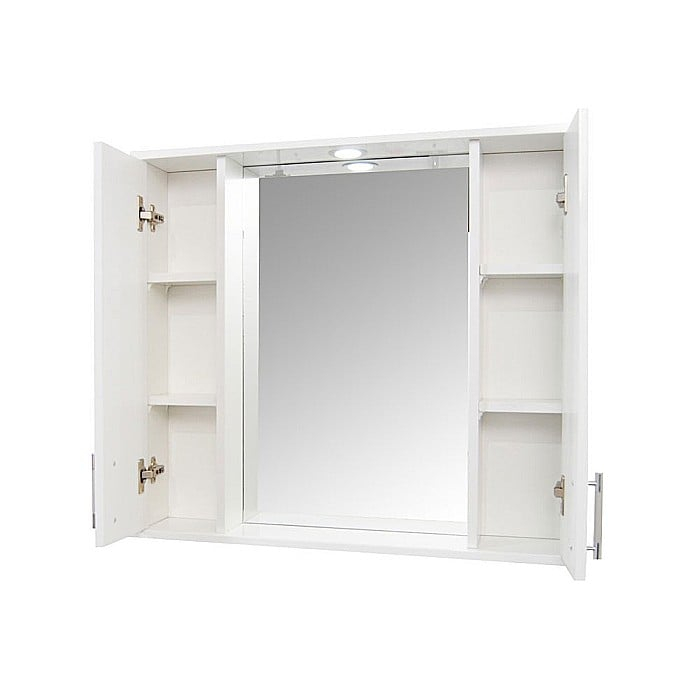 Oglinda baie cu dulap GN0201, dreptunghiulara, PAL Lucios, iluminare led, 4 rafturi, 80 cm, alb [3]