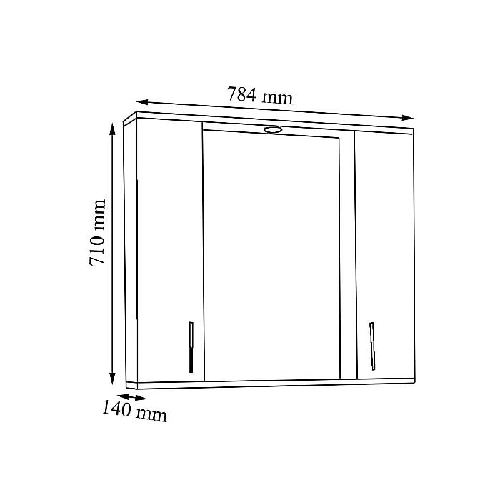 Oglinda baie cu dulap GN0201, dreptunghiulara, PAL Lucios, iluminare led, 4 rafturi, 80 cm, alb [4]