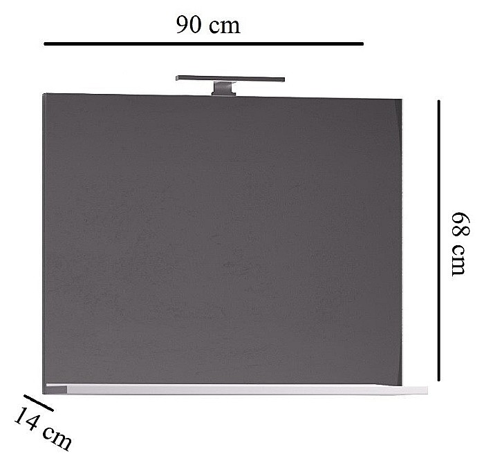 Oglinda baie cu polita GN0551, dreptunghiulara, PAL, 90 cm, alb [2]