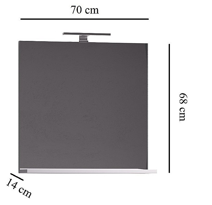 Oglinda baie cu polita GN0551, dreptunghiulara, PAL, 70 cm, alb [3]