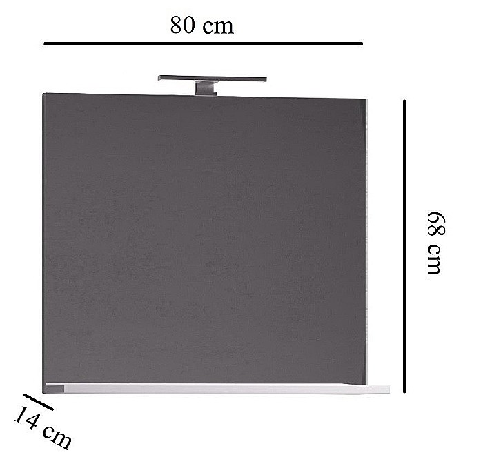 Oglinda baie cu polita GN0551, dreptunghiulara, PAL, 80 cm, alb [2]