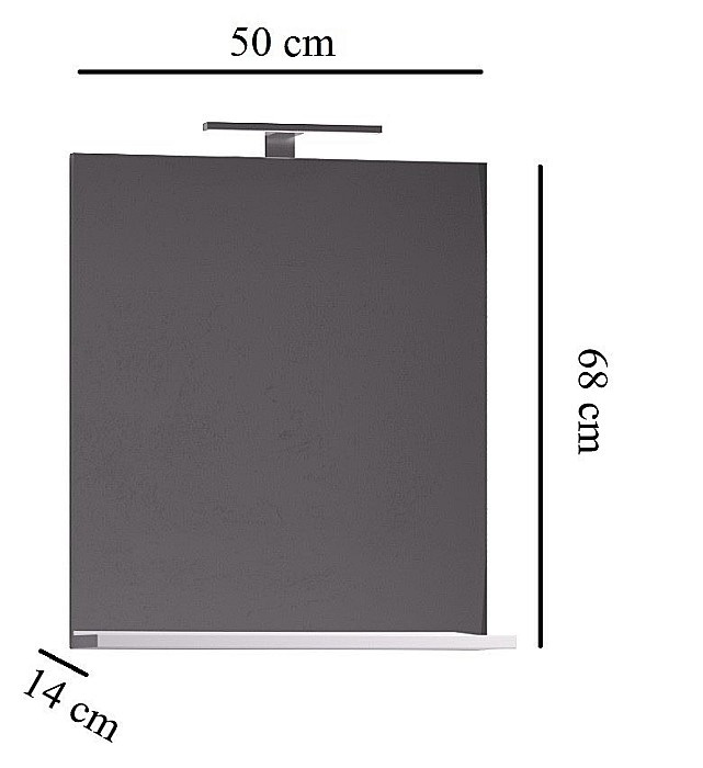 Oglinda baie cu polita GN0551, dreptunghiulara, PAL, 50 cm, alb [2]