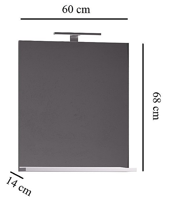 Oglinda baie cu polita GN0551, dreptunghiulara, PAL, 60 cm, alb [3]