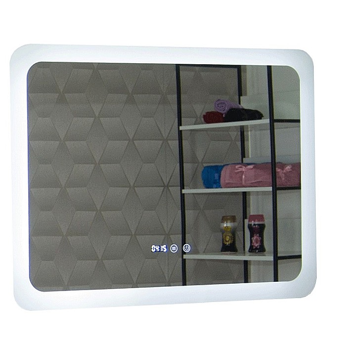 Oglinda baie GNMD21 cu iluminare LED, functie dezaburire, ceas si termometru, 80 cm, suspendata, alb [2]