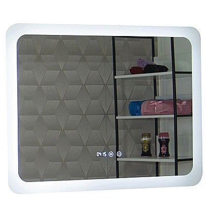 Oglinda baie GNMD21 cu iluminare LED, functie dezaburire, ceas si termometru, 80 cm, suspendata, alb [2]