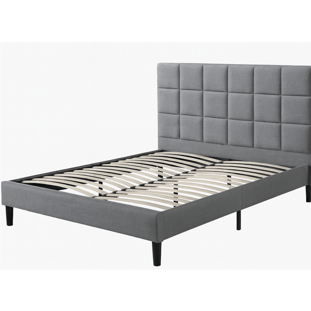 Pat dublu Galaxy, elemente lemn masiv, tapitat cu stofa, cu somiera,160x200 cm, gri [4]