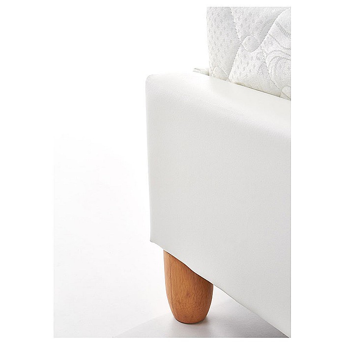 Pat dublu HM Sandy, tapitat cu piele ecologica, somiera inclusa, structura lemn masiv, 160x200 alb [6]