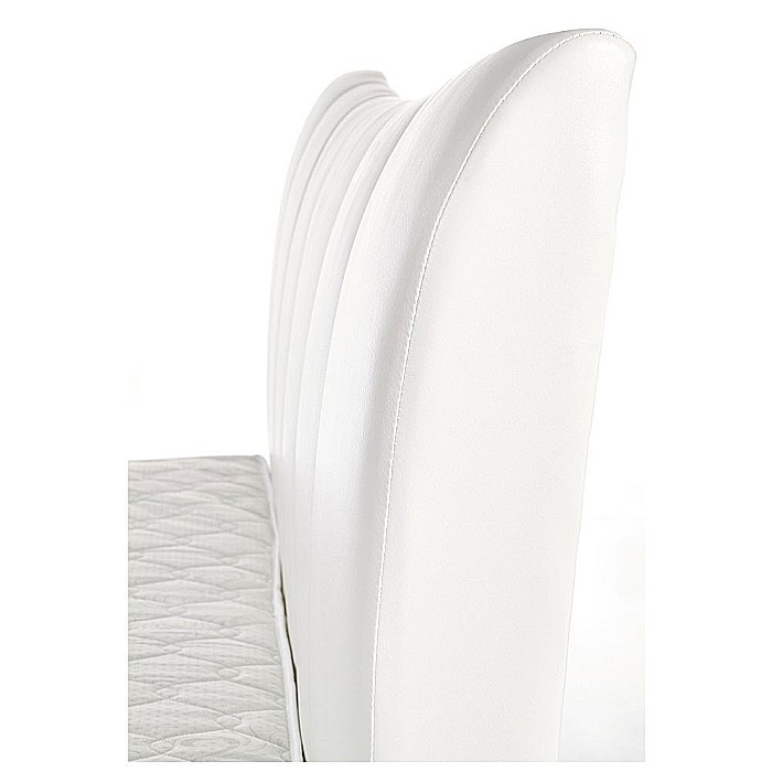 Pat dublu HM Sandy, tapitat cu piele ecologica, somiera inclusa, structura lemn masiv, 160x200 alb [9]