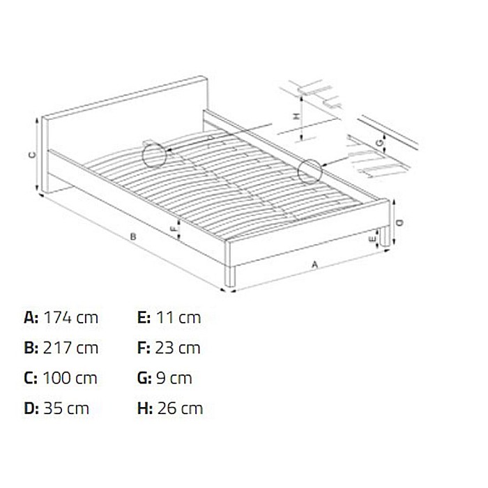 Pat dublu HM Sandy, tapitat cu piele ecologica, somiera inclusa, structura lemn masiv, 160x200 alb [8]