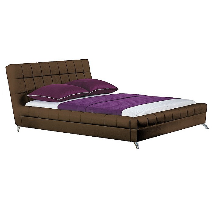 Pat HM Bonita, dublu, tapitat cu piele ecologica, lemn masiv, cu somiera, 160x200, maro [2]