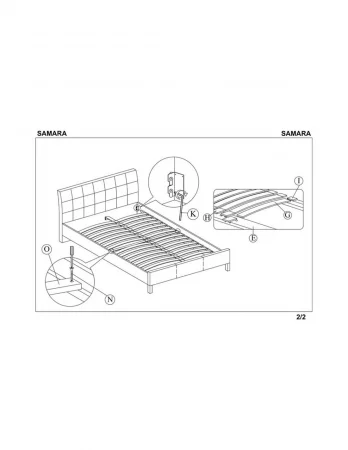 Pat HM Samara 2, matrimonial, cu somiera, cadru lemn masiv, tapiterie stofa, 160x200, gri [5]