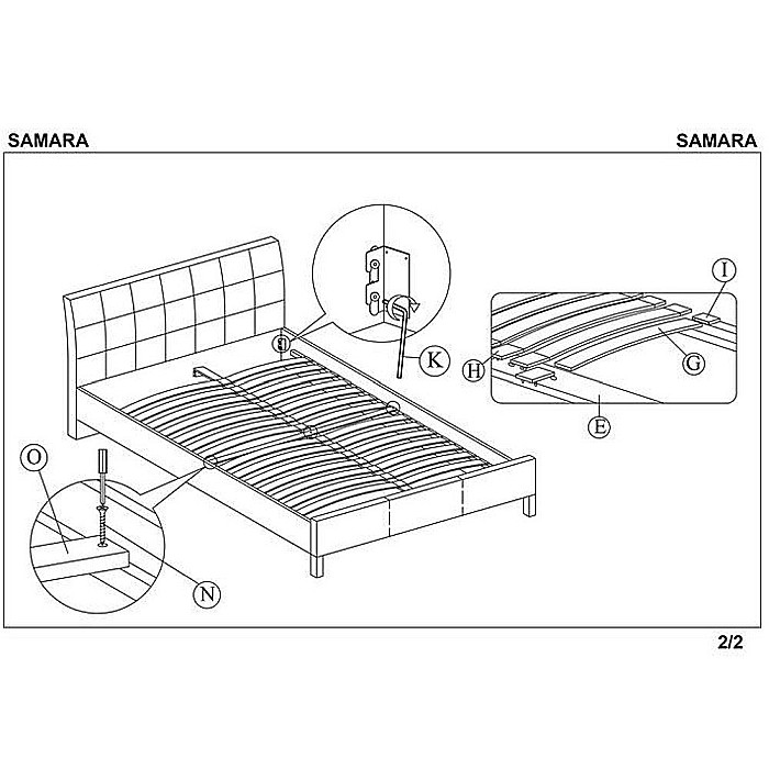 Pat HM Samara, matrimonial, tapitat cu piele ecologica, lemn masiv, 160x200, negru [6]