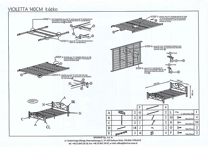 Pat HM Violetta, matrimonial, cadru metalic, lemn masiv, cu tablie cap/picioare, cu somiera, 160x200 negru/cires [3]