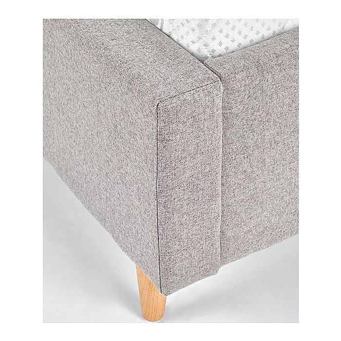Pat matrimonial HM Doris, tapitat cu textil, lemn masiv, somiera inclusa, 160x200, gri [7]