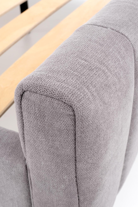 Pat matrimonial HM Francesca, tapiterie textil, somiera inclusa, cadru metalic/lemn masiv, 160 x200, gri [9]