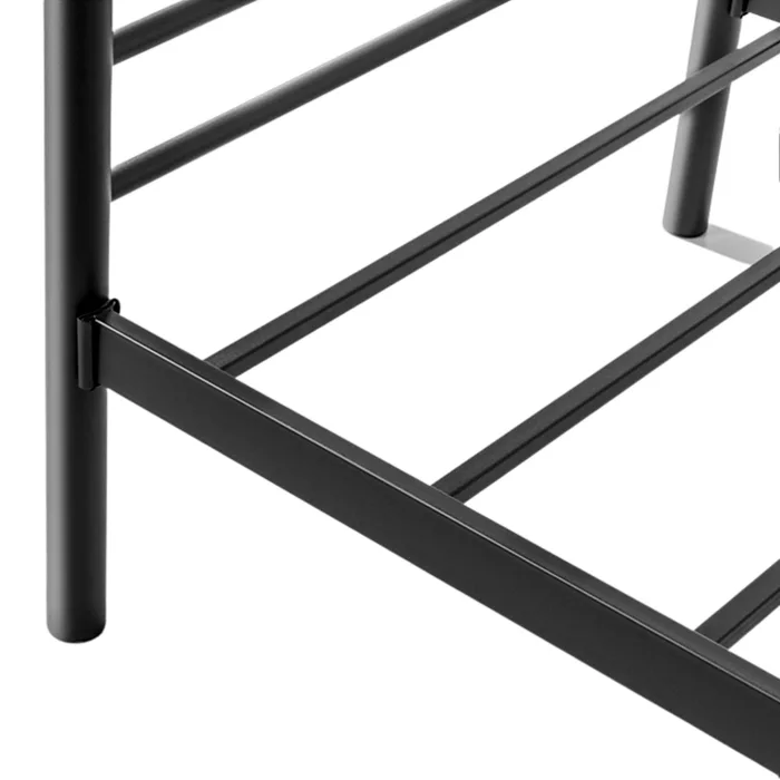 Pat metalic supraetajat, 2 persoane, bara protectie, cu scara, 90x200 cm, negru [5]