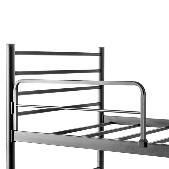 Pat metalic supraetajat, 2 persoane, bara protectie, cu scara, 90x200 cm, negru [6]
