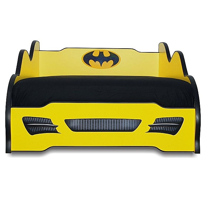 Pat pentru copii Batman Car, Pal melaminat, margini rotunjite PVC, 2-8 ani, 150x74x50 cm, negru/galben [2]