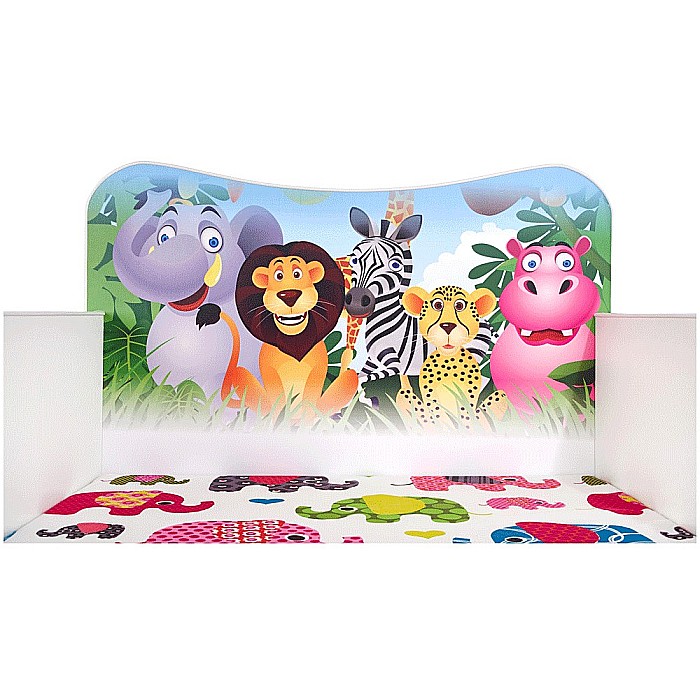 Pat pentru copii HM Happy Jungle, Pal melaminat, cu saltea inclusa, 140x70 cm, multicolor [5]