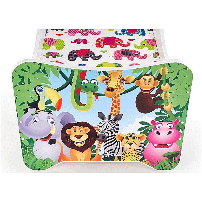 Pat pentru copii HM Happy Jungle, Pal melaminat, cu saltea inclusa, 140x70 cm, multicolor [4]