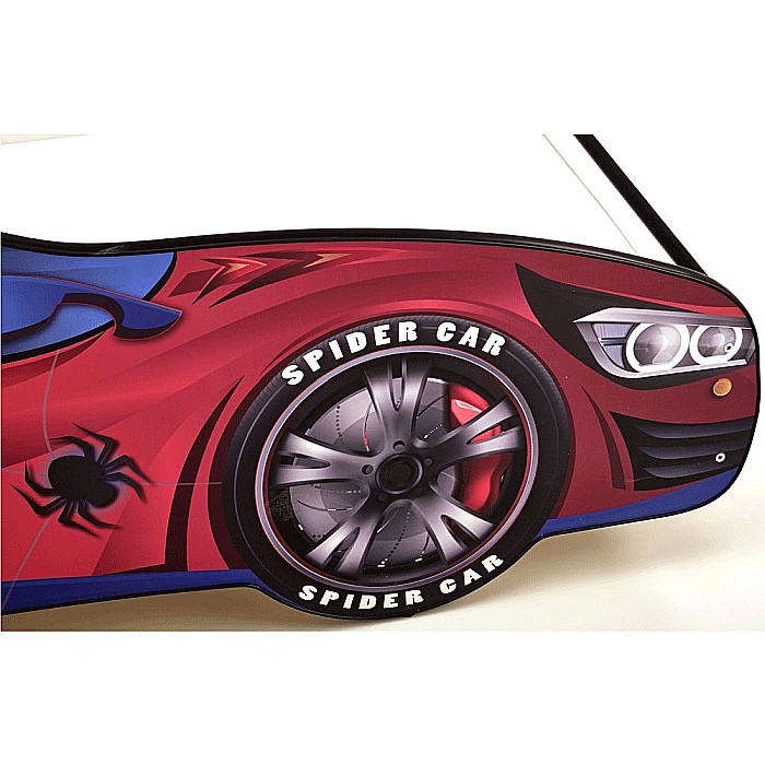 Pat pentru copii HM Spidercar, Pal melaminat, margini anticadere, saltea inclusa, cu somiera, 140x70 cm, multicolor [5]